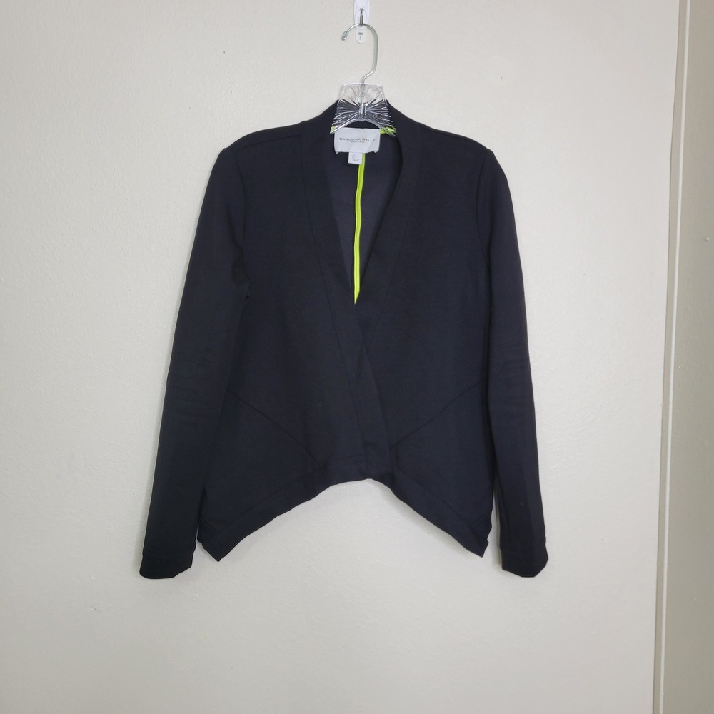 Carolina Belle Black Open Front Knit Blazer Jacket Small Modern‎ Minimalist